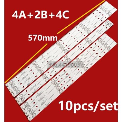 10pcs 4A+4C+2B LED Backlight strip for AKAI 55'' TV AKTV551 JS-D-JP5520-A41EC JP5520-B51EC JP5520-C51EC MS-L0956
