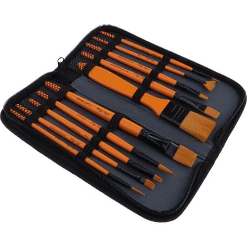 10 Pieces Art Paint Brushes Set for for Watercolor, Acrylic, Oil 10 Different Sizes for Artists, Adults & Kids, Flaxen