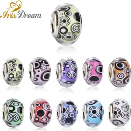 20Pcs 14mm Round Eye Big Hole Plastic Beads for Jewelry Making Fit Spacer Charm Pandora Bracelet Snake Chain Women DIY Necklace