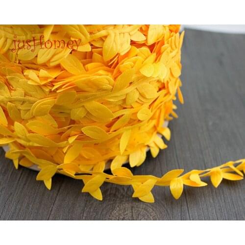 200yard/lot Die Cut Orange Artificial Leaves Ribbon Vines Rattan for home decor projects, spring wedding bouquets handmade cards