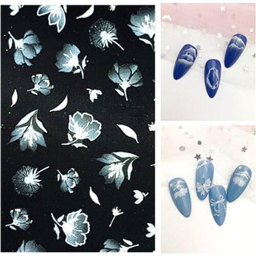 5D Laser Effect Nail Sticker Floral Butterfly Design Transfer Decals Slider Wraps Decoration DIY Nail Art Manicures Accessories