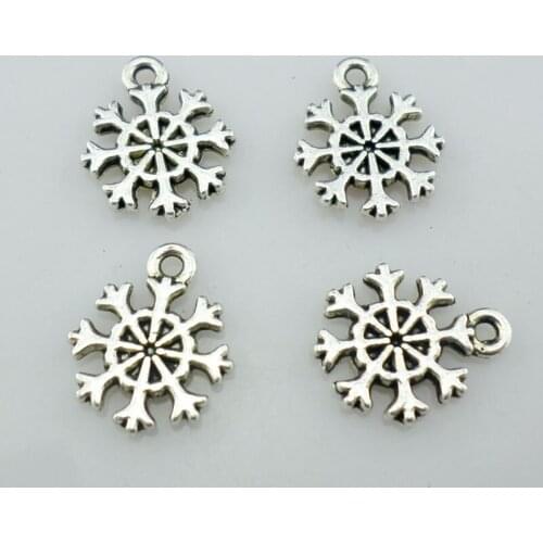 60pcs Tibetan Silver Snowflake Flower Charms Pendants 14x11mm Jewelry Findings
