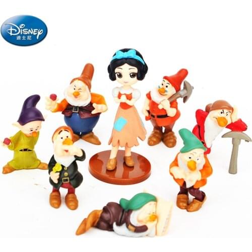 8pcs/set Disney Princess Series Snow White and 7 Dwarf Model Doll Children Gifts action figure toys for children girl toys