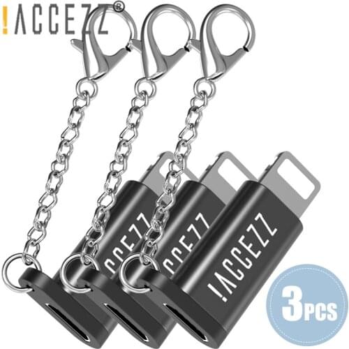 !ACCEZZ 3PC OTG Adapter Micro USB To Lighting For Apple For iphone X XS MAX XR 8 Plus Sync Data Charger Converter With Key Chain
