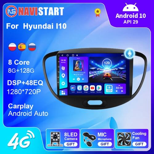 Car Radio For Hyundai I10 2008 2009 2010 2011 2012 2din Radio Carplay Autoradio Navigation GPS Video Player Stereo Multimedia CD