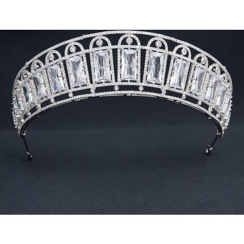 Big CZ Cubic Zirconia Royal Replica Tiara for Wedding,Crystal Princess Tiaras Diadem for Girl,Prom,Party Head Jewelry CH10398