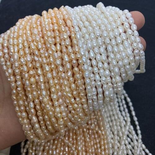 Aa Grade Natural Freshwater Pearl Rice-shaped 3.5mm Beads for Diy Pendant Ladies Earrings Necklace Jewelry Making Loose Beads