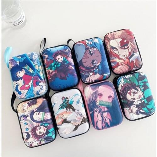 Cartoon Demon Slayer Storage Bag For Airpods 1 2 Headphone 2.5 inch Hard Drive Case USB Charger Cable Protective Bag Accessories