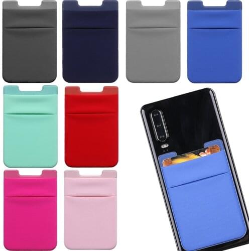 New 1PC Unisex Fashion Elastic Mobile Phone Wallet Cell Phone Holder Case Adhesive Sticker Pocket Credit ID Card Holder