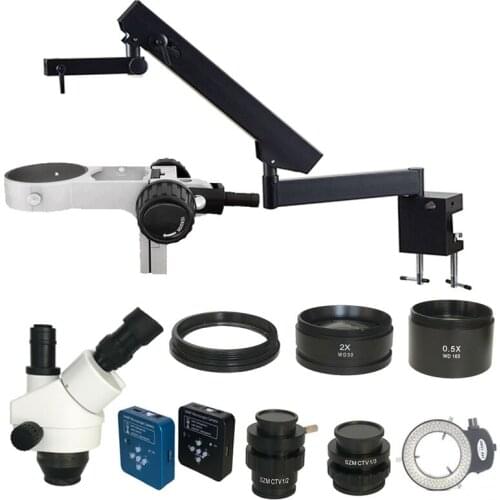 34MP HDMI USB SD digital camera 3.5X-90X Simul-focal Trinocular Articulating Arm Clamp Stereo soldering Repair Microscope tools