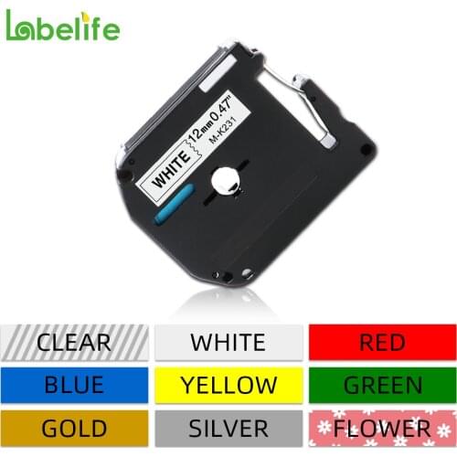 Labelife M-K231 Compatible for Brother M-K231 MK131 MK 631 MK-831 black on white 9/12mm laminated label tapes for PT-80 PT-70
