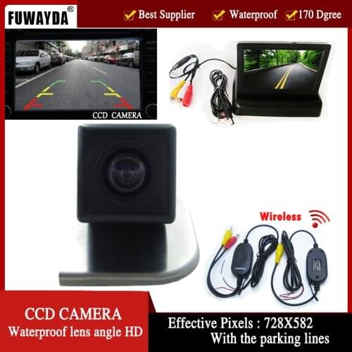 FUWAYDA Wireless HD CCD car backup reverse camera rear view camera for 2012 Ford Focus,with 4.3 Inch foldable LCD TFT Monitor