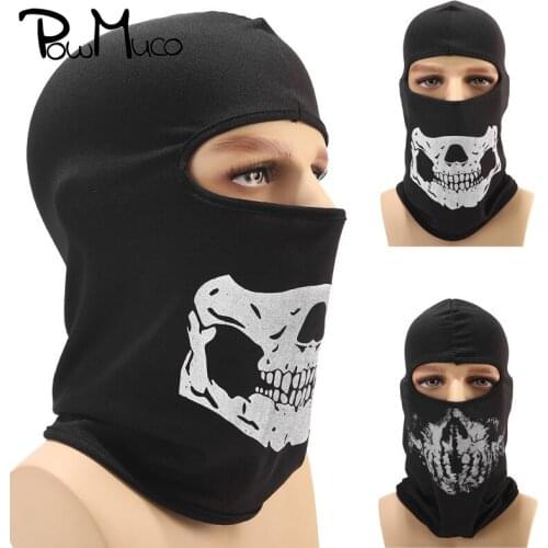 Powmuco Unisex Skull Caps Helmet Outdoor Sport Breathable CS 1 Hole Full Face Mask Hat for Men Women Black Halloween Facekini
