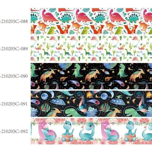 50 yards/lot) Kids DIY 22mm 25mm dinosaur printed cartoon ribbons