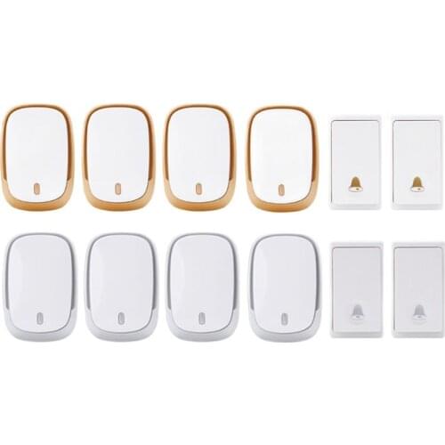 Hot bell kits 2 push 4 receiver wireless door bell emitter free of battery wireless doorbell ip44 200M work chime door ring