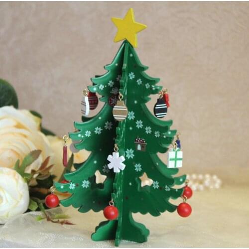 Mini Christmas Tree Decoration Wood Landscaping Craft Home Party Desktop Ornament DIY Gift Festival Accessory dropshipping#20