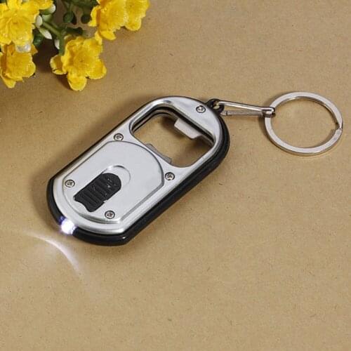 Multi-Purpose 2-in-1 Keychain Key Ring LED Light Flashlight Torch Bottle Opener Outdoor Travel Kits