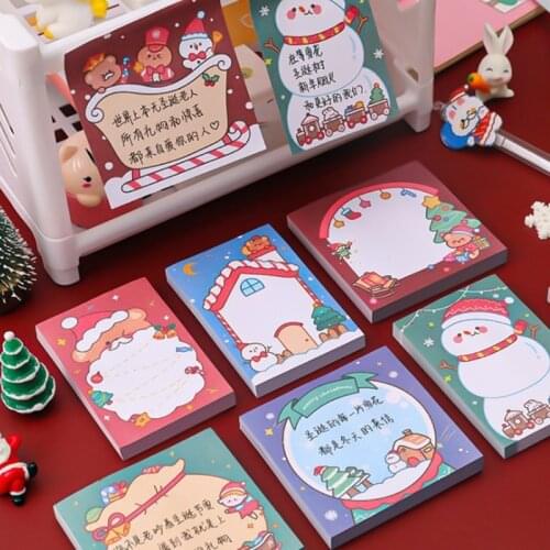 77JC 50 Sheets/Pad Multi-purpose Pcoket Writing Pad Classic Christmas Theme Design Sticky Note Paper Pad for School Office