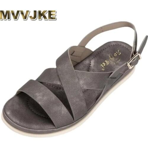 MVVJKE New Summer Retro Womens Sandals Sewing Female Casual Wedge Beach Shoes Lady Buckle Strap Soft Platform Female Sandals