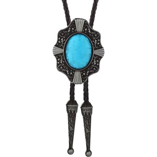 American original turquoise retro pattern bolo tie natural shield lace mens personality casual wild clothing accessories