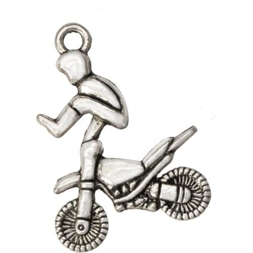 Charms Pendants Earrings DIY Bibelot Acrobatics Motorbike Vintage Color Metal Fashion Wholesales Jewelry Findings 29mm 15pcs