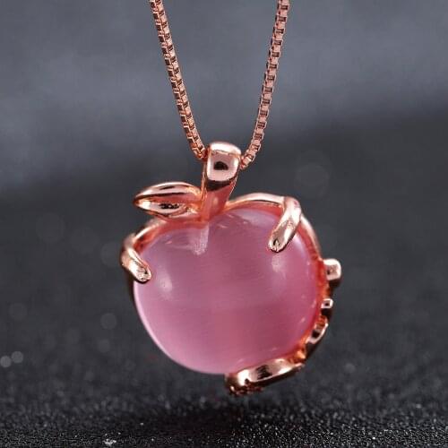 Popular 925 Silver Mosaic Pink Crystal Apple Dangle Pendant Trendy Fashion Charm Jewelry Accessories Gifts for Her Women