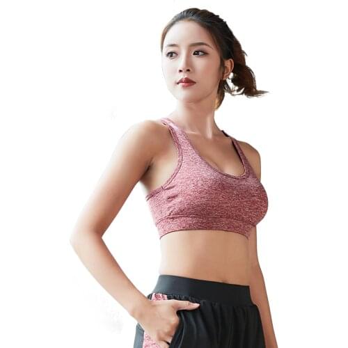 Shockproof Women Yoga Sports Bra Rimless Fitness Crop Top Outer Bras Gathering Beauty Back Moisture Wicking Running Underwear