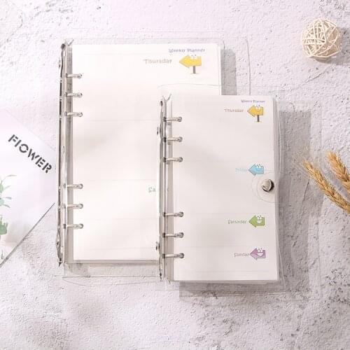 A5 A6 Transparent Loose Leaf Binder Notebook Inner Core Cover Note Book Planner Office Stationery Supplies