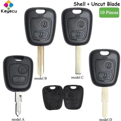 KEYECU 10PCS/Lot Remote Car Key Shell With 2 Buttons & 4 Models Optional - FOB for Peugeot Partner Expert Boxer SX9 206 406 307