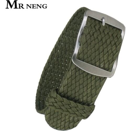 MR NENG New 20 mm For Perlon Drak Green Watchbands 20mm 22mm NATO Military Watch Strap Band 18Nylon Divers Brushed Watch Buckle