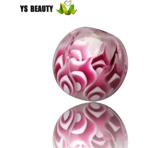 Rose red phoenix tail coloured glass beads peacock shaped lamp work coloured glass beads rope jewelry bracelet with beads