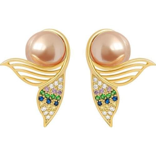 Korean Earrings Fashion Jewelry Emulation Pearl Statement Earrings Mermaid Compact Stud Earrings For Women Brincos Wholesale