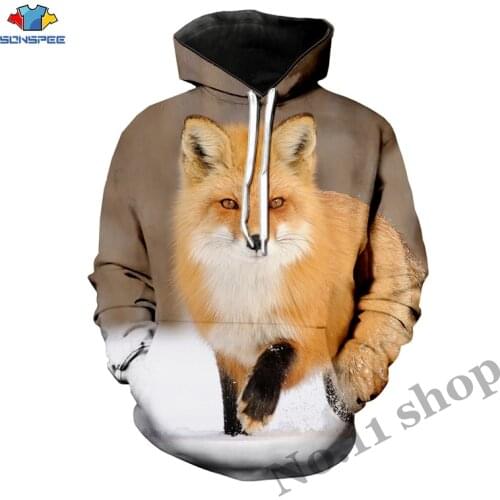 Women Sweatshirt Homme Hoody Men Hooded Cute Fox Pattern 3D Printed Casual Pullovers Animal Long Sleeve Autumn Winter Clothes