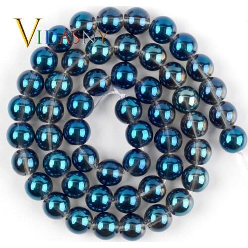 6/8/10/12mm Dark Blue Glass Beads Round Beads for Jewelry Making Needlework Diy Bracelets Accessories 15"