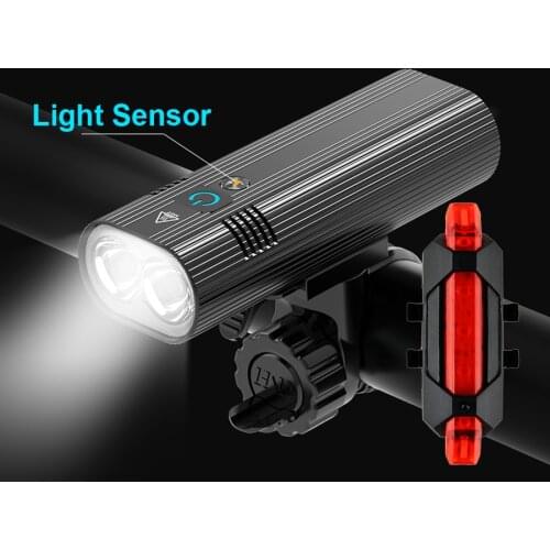Smart Sensor Bicycle Light L2 USB Rechargeable Bike Front Rear Light Set IPX5 Waterproof LED Cycling Flashlight Bike Accessories