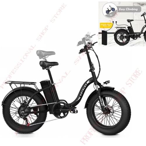 Bike 48v Snow KF9 1000W Motor Folding Samsung18A Battery Electric 20 Inch Mountain Bike Fat Bike Pedal Assist E-bike with Basket