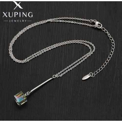 Xuping Jewelry Square Shape Crystals Pendant Necklaces for Girls Women Romantic Gifts 40182