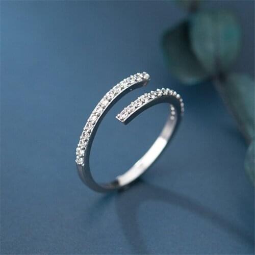 YIZIZAI Glittering Cubic Zircon Geometric Finger Rings for Women Minimalist Elegant Party Silver Color Rings Jewelry