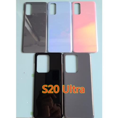 Original Rear Housing For Samsung Galaxy S20 Ultra Glass Back Cover Repair Replace Phone Battery Door Case + Logo Sticker Glue