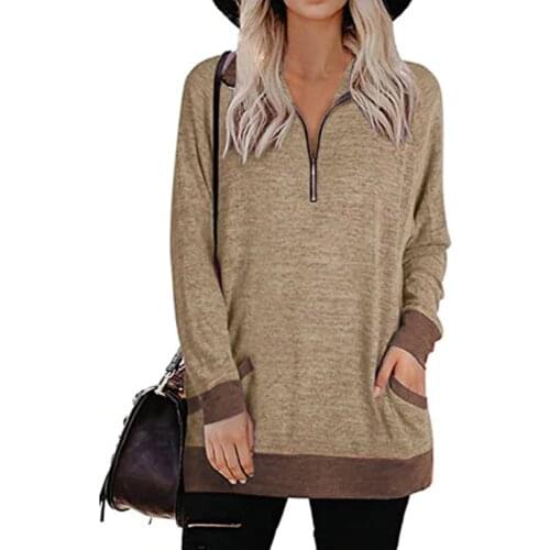 Plus Size Womens T shirts Long Sleeve 5XL Loose Casual Long T-shirt Zipper Front Women Autumn Clothing 2020 Sweatshirt Tshirts