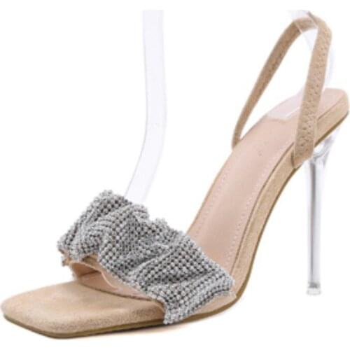 Velvet Shoes Low Sandals Woman Leather 2021 Summer Large Size High Heels Suit Female Beige Suede Low-heeled Fashion Big Girls Ne