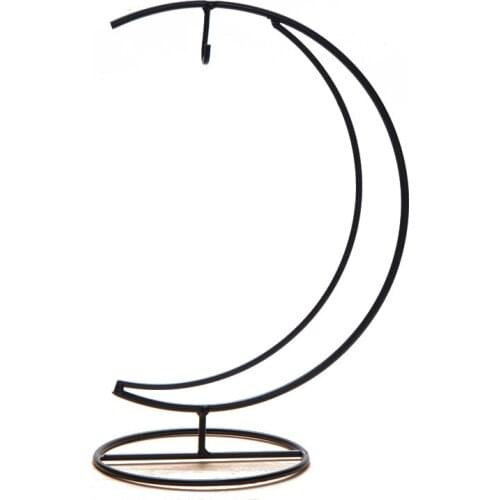 1 Piece Fashion Hand-made Iron Moon Shape Wedding Candle Holder Candlestick Glass Ball Lantern Hanging Stand