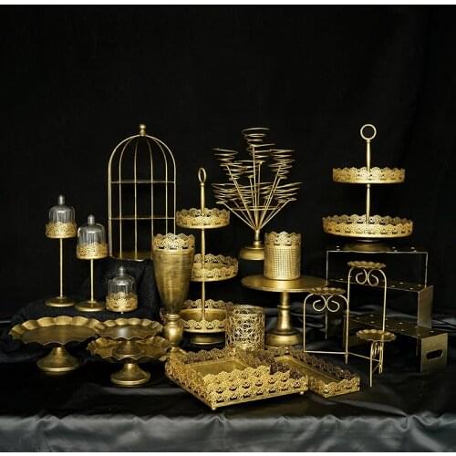 1 piece Vintage Gold Cake Cupcake Trays Birdcage Wedding Cake Tools Home Decoration Bar Dessert Table party Supplier