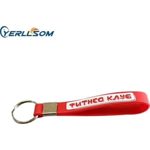 100PCS/lot Free shipping customized Silk printed rubber keychain with writing or logo for events KS101801