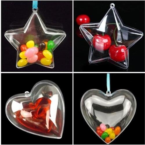 15Pcs Transparent Bath Bomb Mold Christmas Decoritions Clear Plastic Balls Bauble Fillable Xmas Hanging Ornament