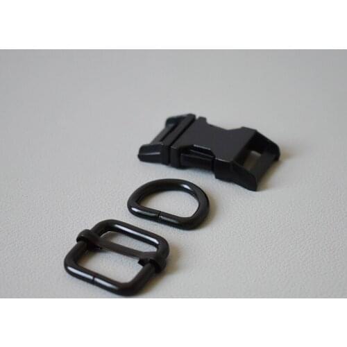20Suit Metal Buckle Adjust Buckle (Metal Buckle+Adjust Buckle+D Ring/Set) Manufacturer Zinc Alloy 20mm Black High Quality Plated