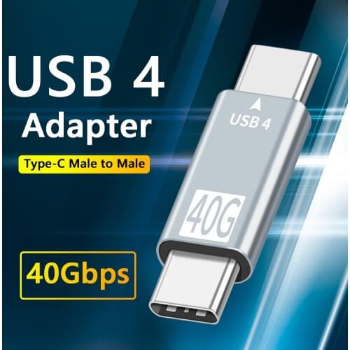 40Gbps Type-C Adapter USB 4.0 Male To Male Data Sync Extension Cable Connector USB-C to Type C Adapter Replacement