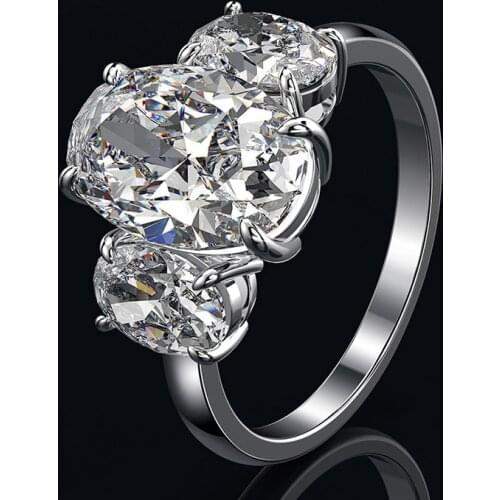 100% 925 Sterling Silver 8X11mm Created Moissanite Diamond Wedding Engagement Ring 18K White Gold Color Fine Jewlery