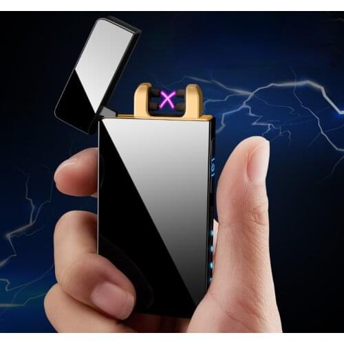 Fingerprint Touch Sensor Lighter Creative Gift Usb Charging Double Arc Cigarette Lighter Gadgets for Men Long Battery Life