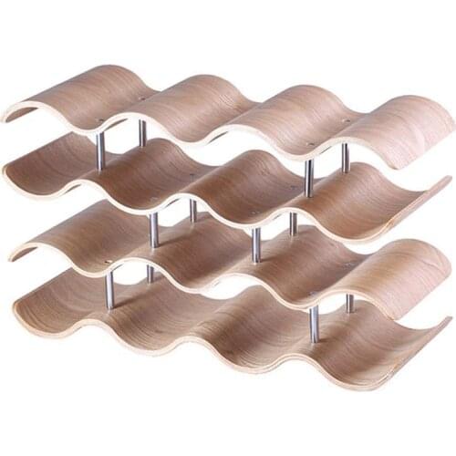Wooden Wave Wine Rack/Creative Home Grape Wine Shelf Wine Cabinet/Solid Wood Bottle Rack (4 Layers 42.5x15.5x24Cm)